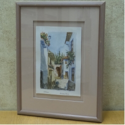 Painting of Arco De Las Pesas in Granada, 17 W x 22.5 H in.